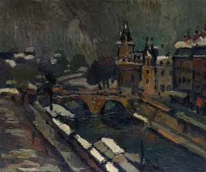 Paris in Winter by Pierre Dumont Oil Painting