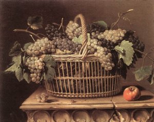 Basket of Grapes by Pierre Dupuys Oil Painting
