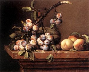 Plums and Peaches on a Table