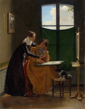 The Drawing Lesson by Pierre Duval Le Camus Oil Painting