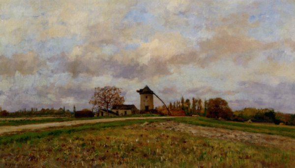 Paysage Au Moulin by Pierre-Emmanuel Damoye - Hand-Painted Oil Painting Reproduction