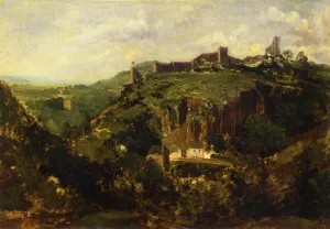 Bourg en Auvergne Oil painting by Pierre Etienne Theodore Rousseau