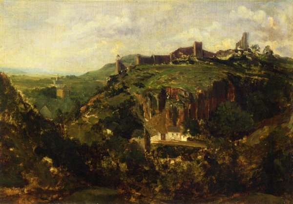 Main Product Photo of Bourg en Auvergne Painting by Pierre Etienne Theodore Rousseau