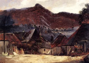 Cottages in the Jura by Pierre Etienne Theodore Rousseau - Oil Painting Reproduction