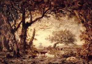 Edge of the Forest of Fontainebleau by Pierre Etienne Theodore Rousseau - Oil Painting Reproduction