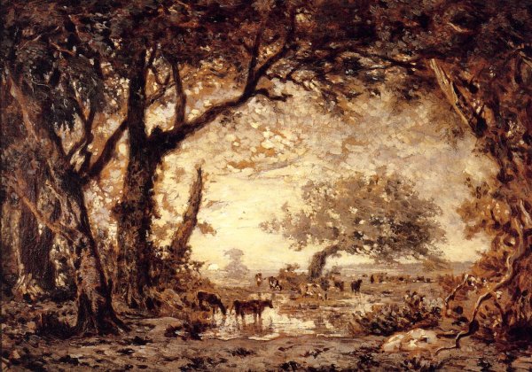 Main Product Photo of Edge of the Forest of Fontainebleau Painting by Pierre Etienne Theodore Rousseau