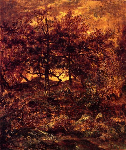 Main Product Photo of Fall at the Jean-du-Paris, in the Forest of Fontainebleau Painting by Pierre Etienne Theodore Rousseau