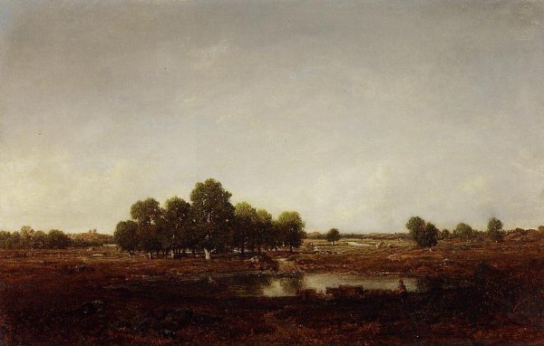 Main Product Photo of Marsh Land Painting by Pierre Etienne Theodore Rousseau