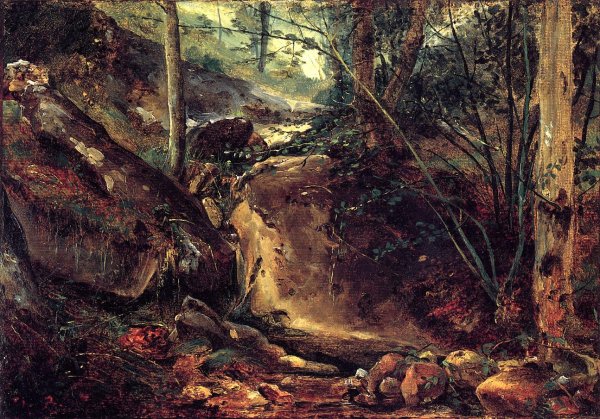 Main Product Photo of Mountain Stream in the Auverne Painting by Pierre Etienne Theodore Rousseau