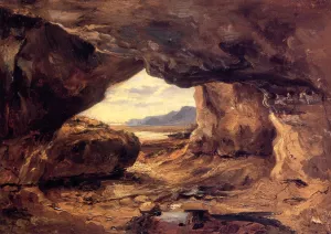 The Cave in a Cliff near Granville by Pierre Etienne Theodore Rousseau Oil Painting
