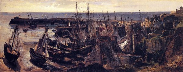 Main Product Photo of The Jetty at the Port of Granville Painting by Pierre Etienne Theodore Rousseau