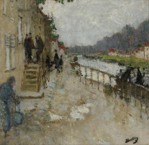 Bord De Canal a Saint-Mammes by Pierre-Eugene Montezin Oil Painting