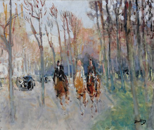 Main Product Photo of Cavaliers Au Bois De Boulogne Painting by Pierre-Eugene Montezin