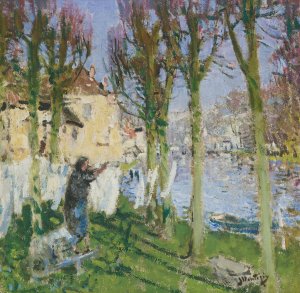 Lavandiere etendant Son Linge by Pierre-Eugene Montezin Oil Painting