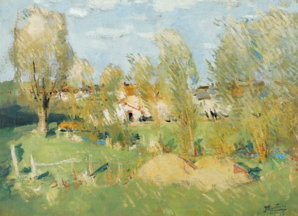 Main Product Photo of L'entree Du Village Painting by Pierre-Eugene Montezin