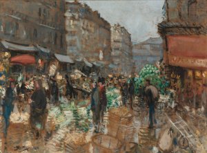 Les Anciennes Halles by Pierre-Eugene Montezin Oil Painting