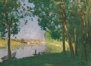 Moret Sur Loing, Bord De Riviere by Pierre-Eugene Montezin Oil Painting