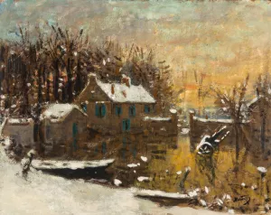 Paysage sous neige by Pierre-Eugene Montezin Oil Painting