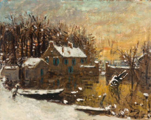 Main Product Photo of Paysage sous neige Painting by Pierre-Eugene Montezin