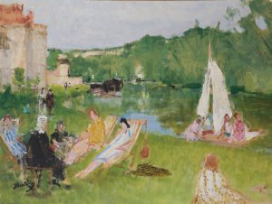 Repos au bord de la Seine by Pierre-Eugene Montezin Oil Painting