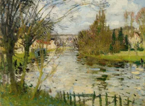 Village Au Bord De Riviere by Pierre-Eugene Montezin Oil Painting