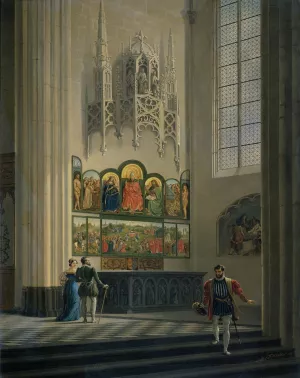 The Ghent Altarpiece by the van Eyck Brothers in St Bavo Cathedral in Ghent by Pierre Francois De Noter Oil Painting