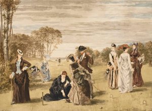 Elegants jouant au croquet by Pierre Gavarni Oil Painting