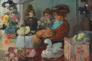 At the Milliner by Pierre Georges Jeanniot Oil Painting