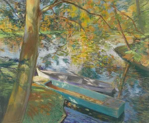 Barques en Automne by Pierre Georges Jeanniot Oil Painting