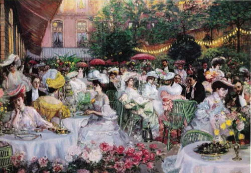 Dinner At The Ritz Hotel, Paris by Pierre-Georges Jeanniot Oil