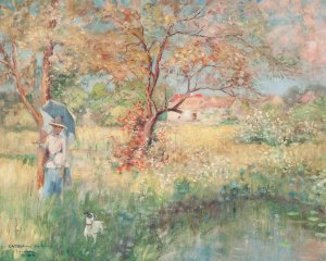 A farm in Bourgogne by Pierre-Georges Jeannoit Oil Painting