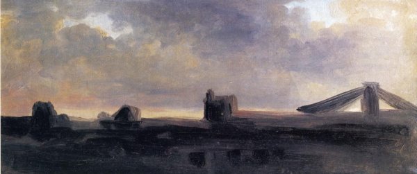 Main Product Photo of Ruins on a Plain at Twilight Painting by Pierre-Henri De Valenciennes