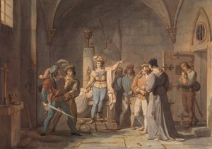 Joan of Arc Imprisoned in Rouen by Pierre Henri Revoil Oil Painting