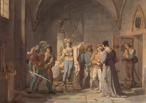 Joan of Arc Imprisoned in Rouen by Pierre Henri Revoil Oil Painting