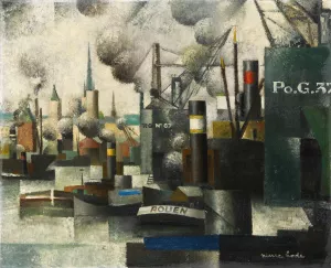 Dans le port de Rouen by Pierre Hode Oil Painting