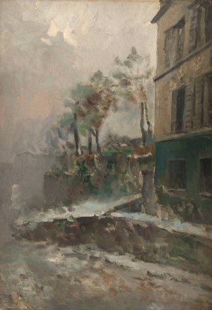 Rue de Montmartre sous la neige by Pierre Jacques Pelletier Oil Painting