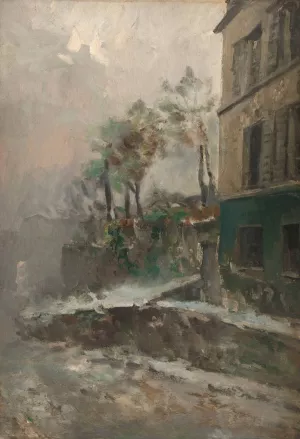Rue de Montmartre sous la neige by Pierre Jacques Pelletier Oil Painting