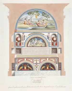 Facciata del sepolcro, notato nella pianta alla littera Q; trovato nella villa di Monsignore Corsini fuori la porta di S. Pancratio. Oil painting by Pierre-Jean Mariette
