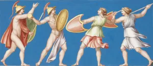 Pittura anticha, scoperto l'anno 1684, nelle ruine del Palazzo di Tito, vicino le sette sale. by Pierre-Jean Mariette Oil Painting