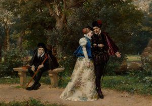 The disappointed suitor by Pierre Jean Van Der Ouderaa Oil Painting