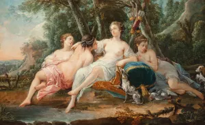 Diana with her nymphs resting after the hunt by Pierre Jollain Oil Painting