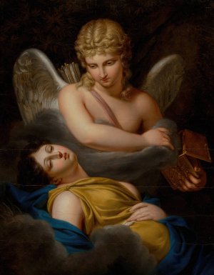 Cupid removing the sleeping spell from Psyche by Pierre Joseph Celestin Francois Oil Painting
