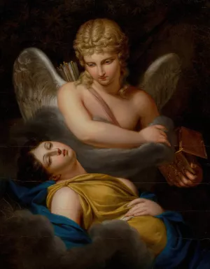 Cupid removing the sleeping spell from Psyche by Pierre Joseph Celestin Francois Oil Painting