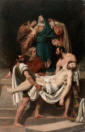 La Mise au tombeau by Pierre-Jules Jollivet Oil Painting