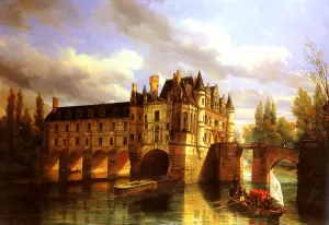Le Chateau de Chenonceau by Pierre Justin Ouvrie Oil Painting