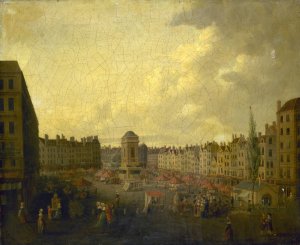 Le marche des Innocents, vers 1791 by Pierre Lafontaine Oil Painting