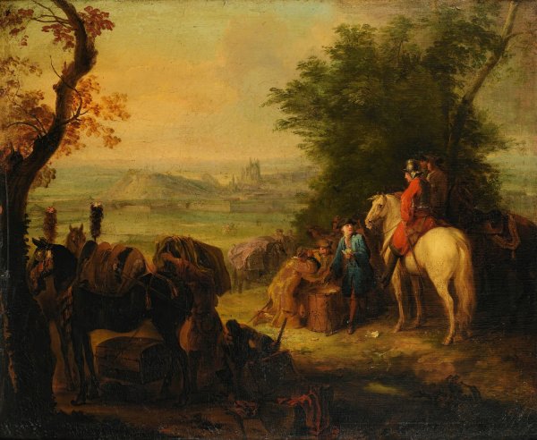Resting of the troups during a military siege by Pierre Lenfant - Hand-Painted Oil Painting Reproduction