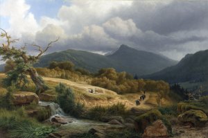 The Cemetery at Baden-Baden by Pierre Louis Dubourcq Oil Painting
