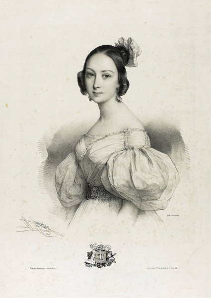Main Product Photo of The Letter 'T' from Le Miroir des Dames, ou nouvel alphabet francais  Painting by Pierre Louis Henri Grevedon