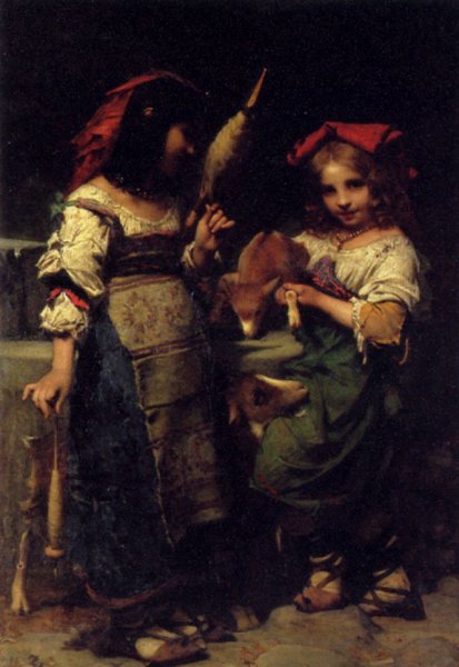 Main Product Photo of Girls At The Fountain Painting by Pierre-Louis-Joseph De Coninck